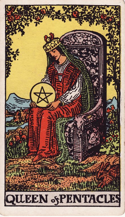 Nữ Hoàng Tiền (Queen of Pentacles)